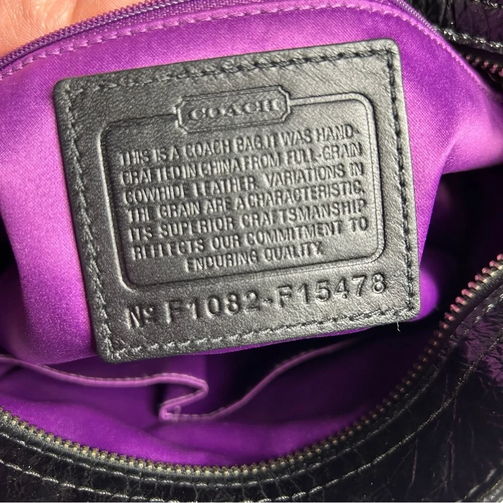 Vintage Coach Zoe Black Leather Shoulder Bag Purse | Model: F1082-F15478 - Picture 13 of 16